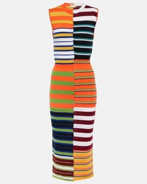 Marni Striped Wool Midi Dress - Multicolour