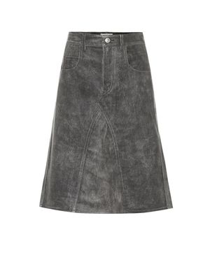 Isabel Marant Fiali Leather Midi Skirt - Grey