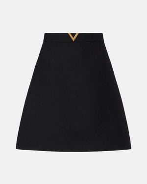 Valentino Crepe Couture Vgold Miniskirt - Black