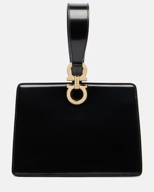 Ferragamo Clutch Small Aus Lackleder - Schwarz