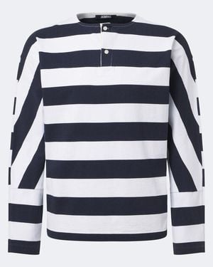 Jacquemus Mariniere Striped Cotton Jersey Henley Shirt - Blue