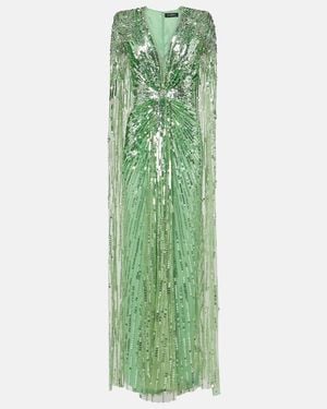 Jenny Packham Rush Sequined Gown - Green
