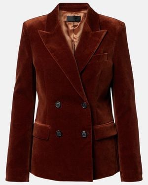 Nili Lotan Veda Double-Breasted Velvet Blazer - Red