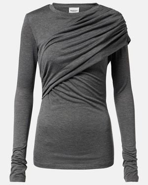 Isabel Marant Dressi Draped Jersey Top - Grey