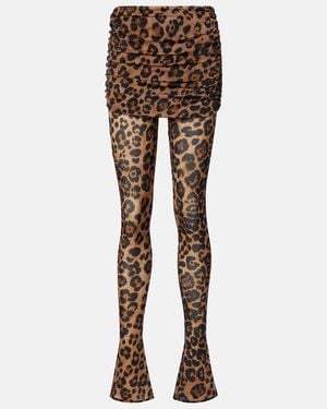 Blumarine Leopard-Printed Jersey Leggings - Brown