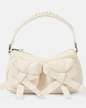 Simone Rocha Utility Bow Pearl-Embellished Shoulder Bag - Natural
