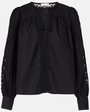 Ulla Johnson Kady Lace-Trimmed Cotton Blouse - Black