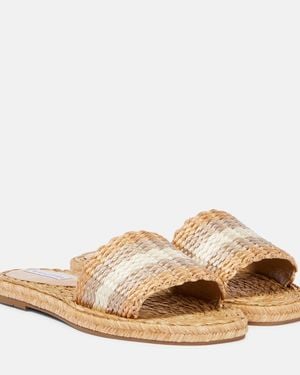Aquazzura Playa Raffia Slides - Brown