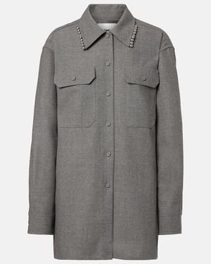 Jil Sander Beaded Wool Canvas Shirt - Gray
