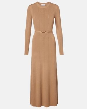 Gabriela Hearst Imagene Belted Wool Midi Dress - Natural
