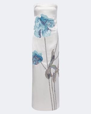 La Fuori Robe Aus Seidensatin Mit Pailletten - Blau