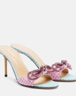 Mach & Mach Double Bow 85 Gingham Mules - Pink