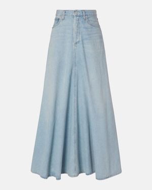 Agolde Odin Mid-Rise Denim Maxi Skirt - Blue