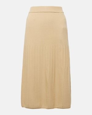 JOSEPH Ribbed-Knit Wool Midi Skirt - Natural
