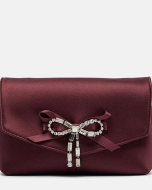 Jimmy Choo Soft Bow Mini Embellished Satin Clutch - Red