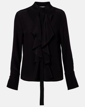 McQueen Ruffled Silk Blouse - Black