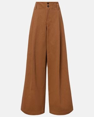 Chloé High-Rise Cotton Canvas Wide-Leg Trousers - Brown