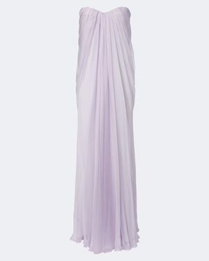 McQueen Vestido De Fiesta Bustier De Chifon De Seda - Morado