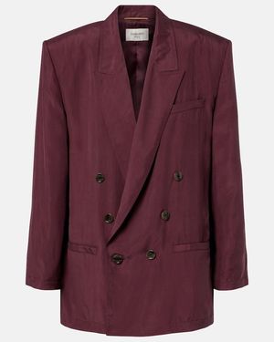 Saint Laurent Double-Breasted Silk Blazer - Purple