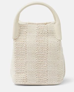 Loro Piana Bale Micro Leather-Trimmed Bucket Bag - White
