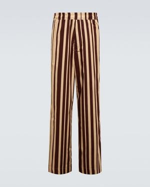 Dries Van Noten Striped Wide-Leg Trousers - Brown