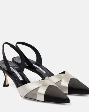 Manolo Blahnik Oyounasli 50 Satin Slingback Court Shoes - Black