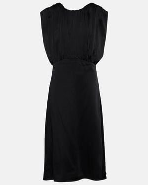 Jil Sander Draped Satin Midi Dress - Black