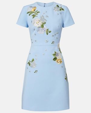 Carolina Herrera Floral Embroidered Minidress - Blue