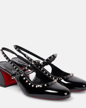 Christian Louboutin Janispikes 55 Patent Leather Mary Jane Court Shoes - Black