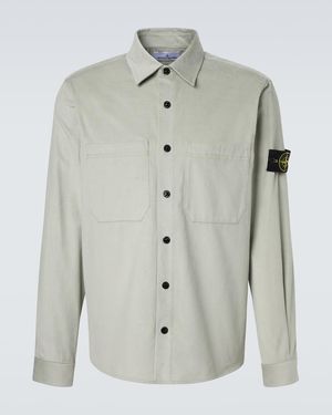 Stone Island Compass Cotton Corduroy Overshirt - Grey