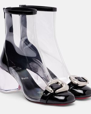 Christian Louboutin Minny Bubble Patent Leather-Trimmed Pvc Ankle Boots - Black