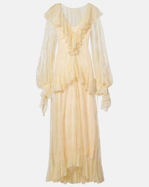 De La Vali Esen Ruffled Lace Maxi Dress - Natural