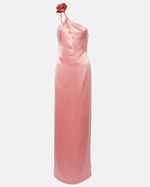 Magda Butrym Floral-Applique Silk Satin Gown - Pink