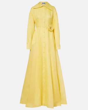 LEO LIN Robe Longue Josephine En Soie - Jaune