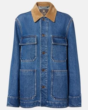 Loro Piana Corduroy-Trimmed Denim Jacket - Blue