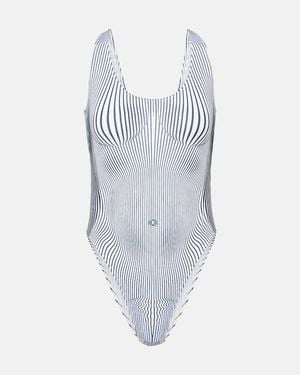 Jean Paul Gaultier Pinstripe Body Morphing Swimsuit - Blue
