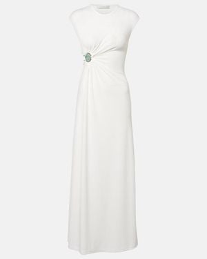 Christopher Esber Verzierte Robe Mineral Stone Aus Jersey - Weiß