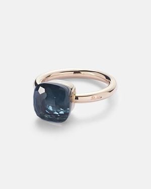 Pomellato Ring Nudo Classic Aus 18Kt Rose- Und Weissgold Mit London Topas - Blau