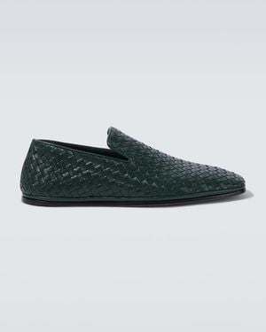 Bottega Veneta Palazzo Intrecciato Leather Loafers - Green