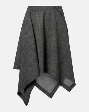 McQueen Prince Of Wales Check Wool Midi Skirt - Grey