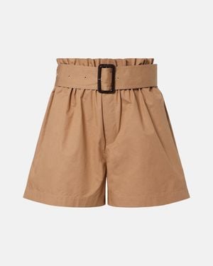 Saint Laurent Shorts De Algodon Con Cinturon - Neutro