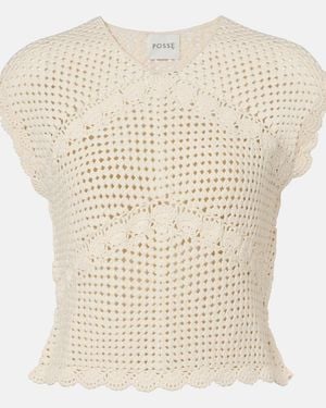 Posse Dylan Crochet Scalloped Top - Natural