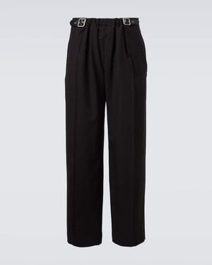 Loewe Belted Wool Straight Trousers - Black