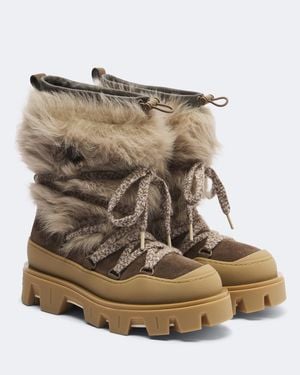 Moncler Peak Apres Shearling Snow Boots - Natural