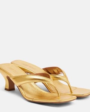 Paris Texas Portofino Metallic Leather Thong Sandals - Natural