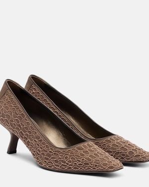Brunello Cucinelli Embellished Suede Pumps - Brown