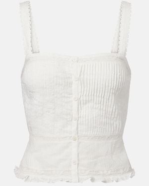 Poupette Top Berry Cropped Cotton Blouse - White