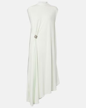Bottega Veneta Nodo Quadro Crepe Jersey Midi Dress - White