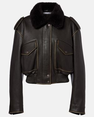 Acne Studios Leather Bomber Jacket - Black