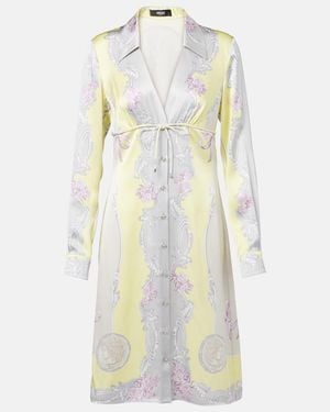 Versace Medusa Cameo Silk Twill Shirt Dress - White